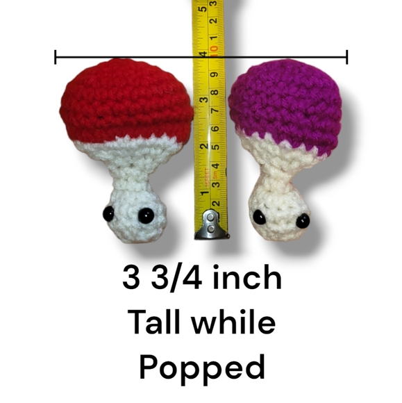 Crochet Fidget Pop Up Mushroom Toy Plushy - Picture 4 of 6